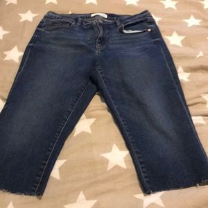 Dark wash denim capri